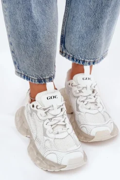 Skórzane Sneakersy Damskie GOE RR2N4083 Beżowe