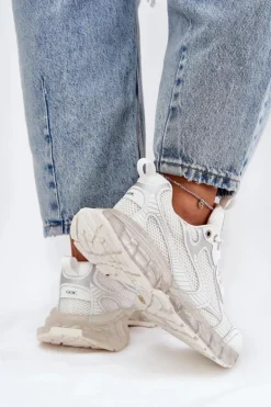 Skórzane Sneakersy Damskie GOE RR2N4083 Beżowe