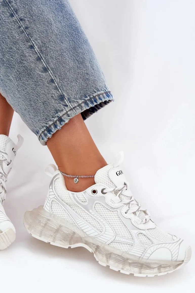 Skórzane Sneakersy Damskie GOE RR2N4083 Beżowe