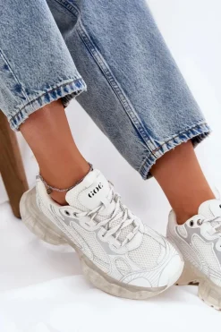 Skórzane Sneakersy Damskie GOE RR2N4083 Beżowe