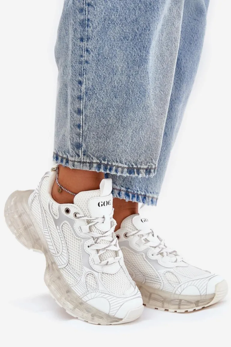 Skórzane Sneakersy Damskie GOE RR2N4083 Beżowe