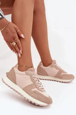 Skórzane Sneakersy Damskie Big Star OO274521 HI-POLY SYSTEM Nude