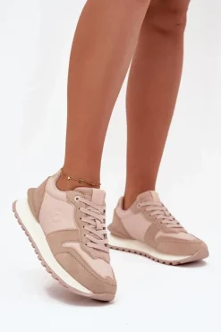 Skórzane Sneakersy Damskie Big Star OO274521 HI-POLY SYSTEM Nude