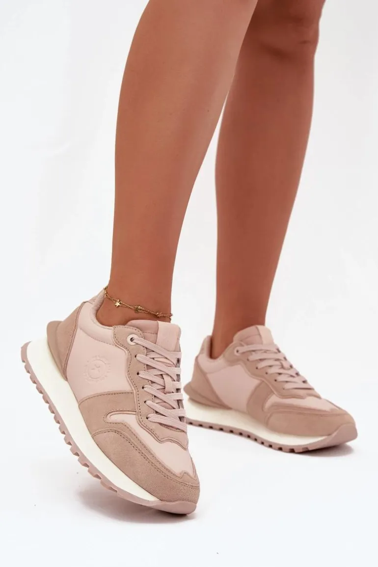 Skórzane Sneakersy Damskie Big Star OO274521 HI-POLY SYSTEM Nude