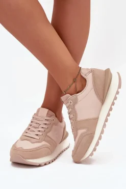 Skórzane Sneakersy Damskie Big Star OO274521 HI-POLY SYSTEM Nude