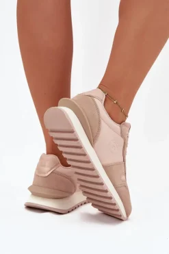 Skórzane Sneakersy Damskie Big Star OO274521 HI-POLY SYSTEM Nude