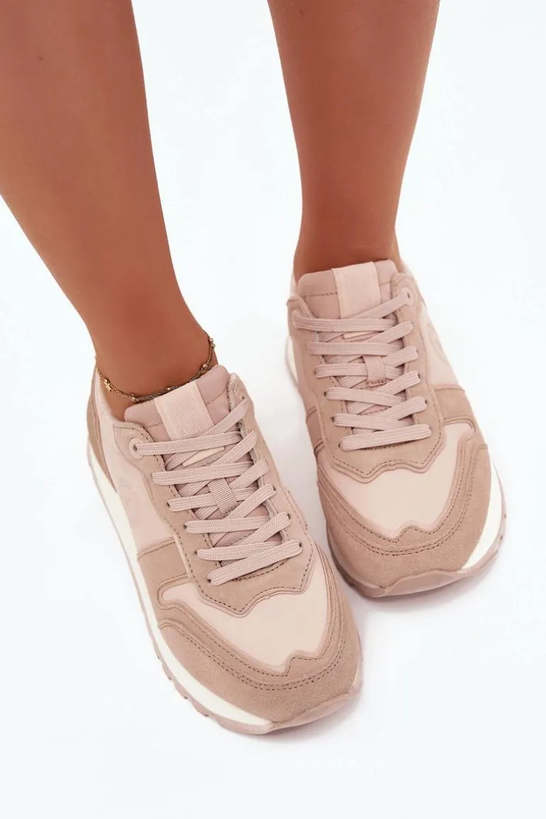 Skórzane Sneakersy Damskie Big Star OO274521 HI-POLY SYSTEM Nude