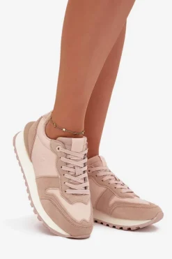 Skórzane Sneakersy Damskie Big Star OO274521 HI-POLY SYSTEM Nude