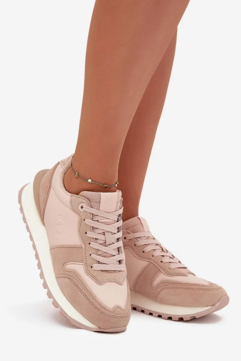 Skórzane Sneakersy Damskie Big Star OO274521 HI-POLY SYSTEM Nude