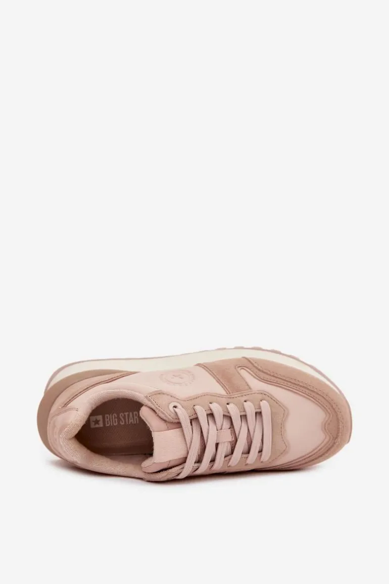 Skórzane Sneakersy Damskie Big Star OO274521 HI-POLY SYSTEM Nude