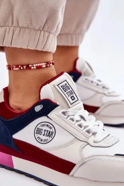 Skórzane Sneakersy Memory Foam System Big Star LL274369 Biało-Czerwone