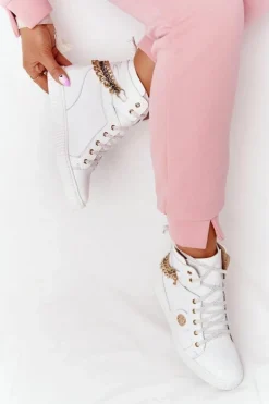 Skórzane Sneakersy Na Koturnie Lewski Shoes 3004-0 Białe