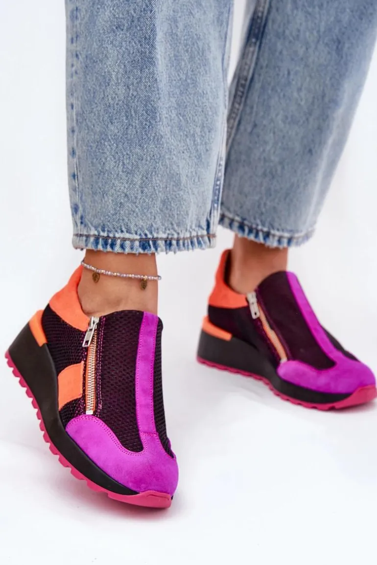 Skórzane Sneakersy Na Koturnie Maciejka 06853-15 Czarne