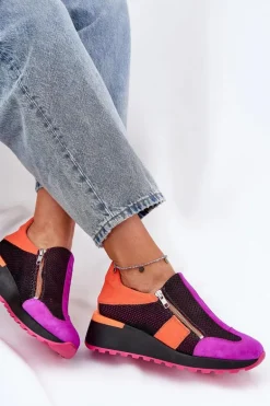 Skórzane Sneakersy Na Koturnie Maciejka 06853-15 Czarne