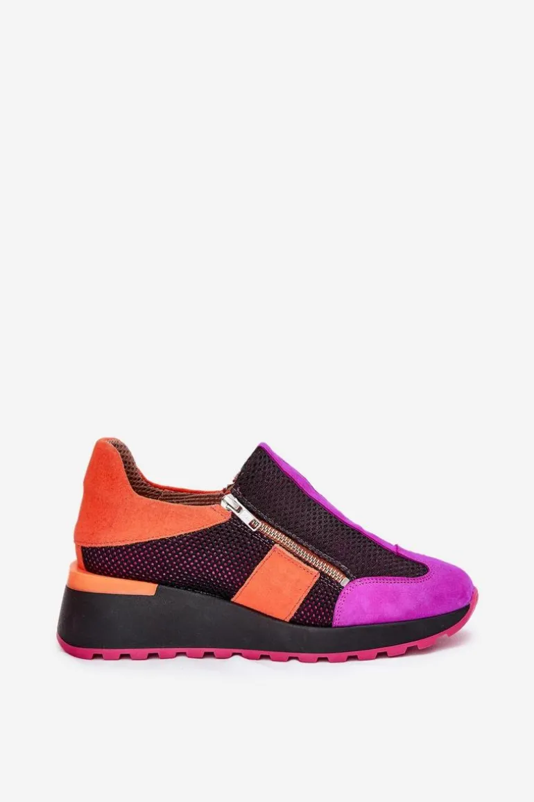 Skórzane Sneakersy Na Koturnie Maciejka 06853-15 Czarne