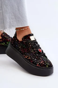 Skórzane Sneakersy Na Platformie Maciejka 6191S-01 Czarne
