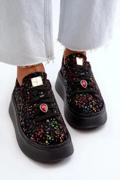 Skórzane Sneakersy Na Platformie Maciejka 6191S-01 Czarne