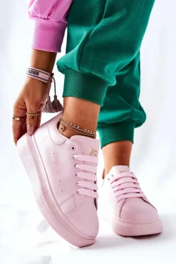 Skórzane Sportowe Buty Na Platformie Różowe Lemmy