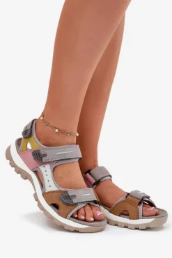 Skórzane Sportowe Sandały Damskie Artiker 54C1293 Multikolor