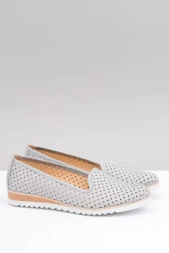 Skórzane Szare Polskie Baleriny Lordsy Gabi