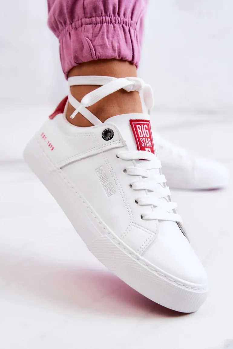 Skórzane Tenisówki Big Star JJ274212 Biało-Czerwone