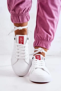 Skórzane Tenisówki Big Star JJ274212 Biało-Czerwone