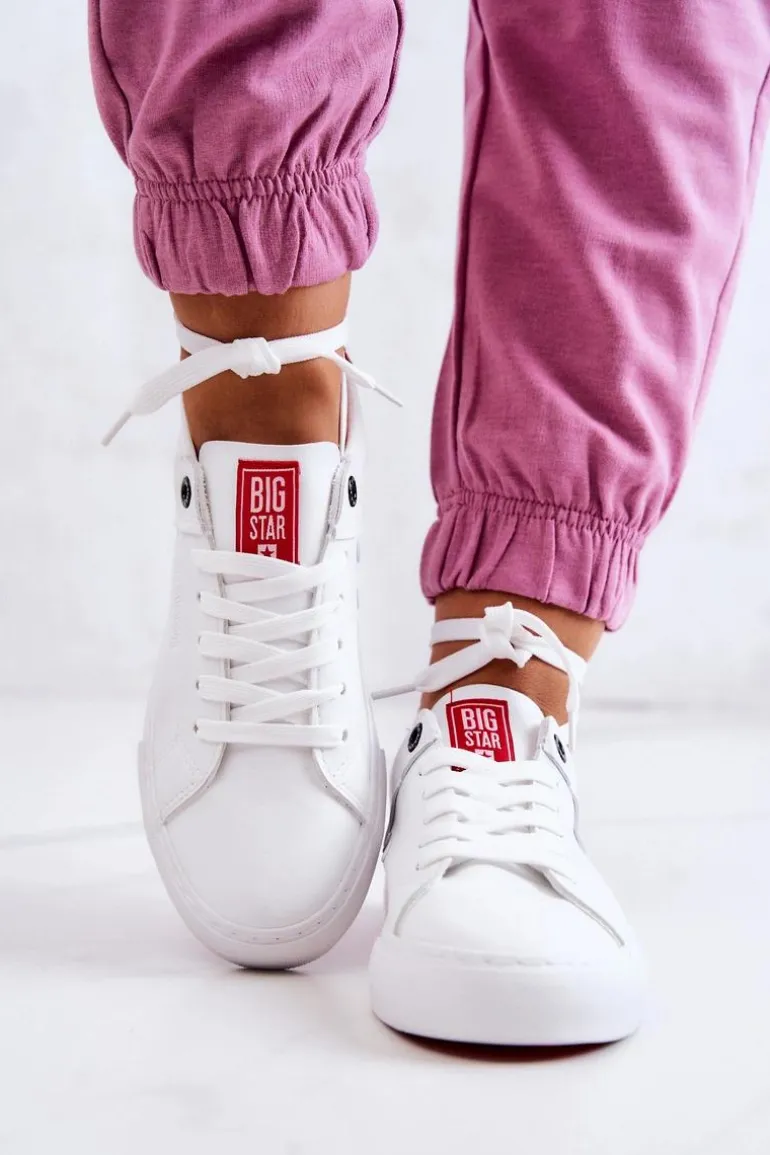 Skórzane Tenisówki Big Star JJ274212 Biało-Czerwone
