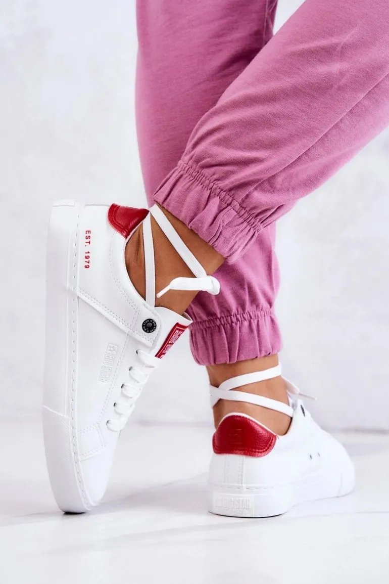 Skórzane Tenisówki Big Star JJ274212 Biało-Czerwone