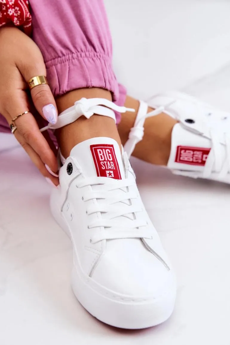 Skórzane Tenisówki Big Star JJ274212 Biało-Czerwone