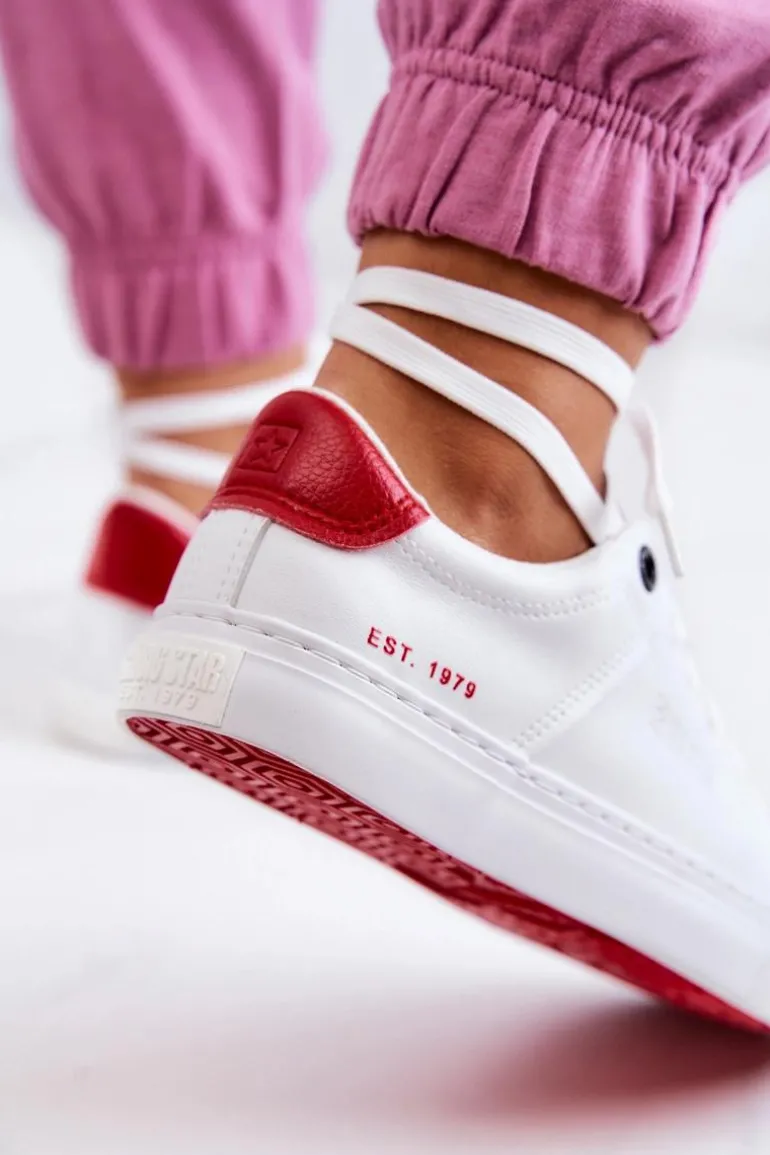 Skórzane Tenisówki Big Star JJ274212 Biało-Czerwone