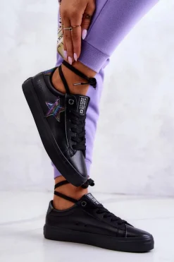 Skórzane Tenisówki Gwiazda Big Star JJ274243 Czarne