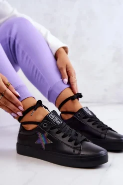 Skórzane Tenisówki Gwiazda Big Star JJ274243 Czarne