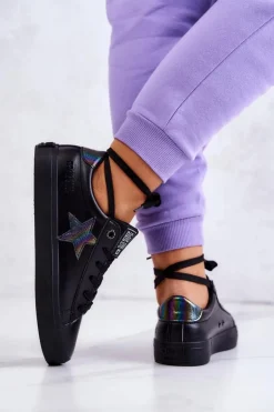 Skórzane Tenisówki Gwiazda Big Star JJ274243 Czarne