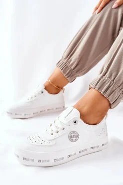 Skórzane Tenisówki Na Platformie BIG STAR II274075 Białe