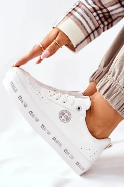 Skórzane Tenisówki Na Platformie BIG STAR II274075 Białe