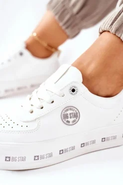 Skórzane Tenisówki Na Platformie BIG STAR II274075 Białe