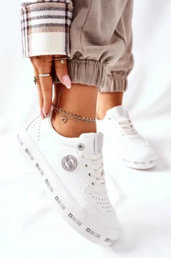 Skórzane Tenisówki Na Platformie BIG STAR II274075 Białe