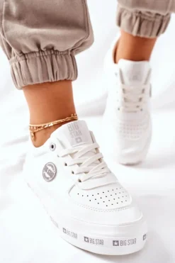 Skórzane Tenisówki Na Platformie BIG STAR II274075 Białe
