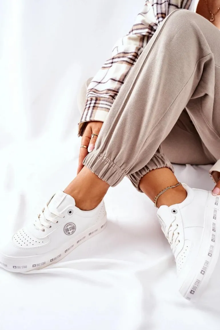 Skórzane Tenisówki Na Platformie BIG STAR II274075 Białe