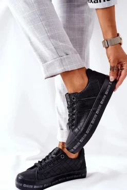 Skórzane Tenisówki Na Platformie BIG STAR II274070 Czarne