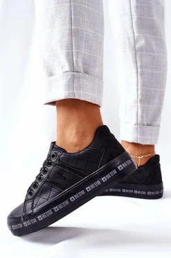 Skórzane Tenisówki Na Platformie BIG STAR II274070 Czarne