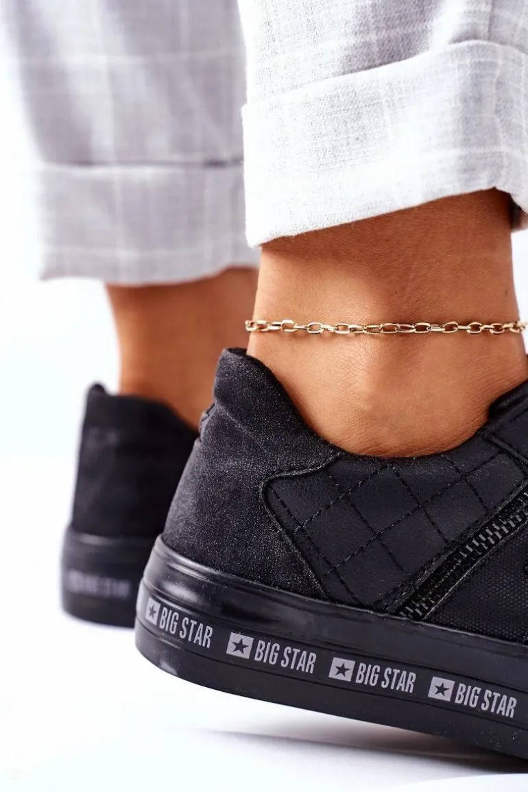 Skórzane Tenisówki Na Platformie BIG STAR II274070 Czarne