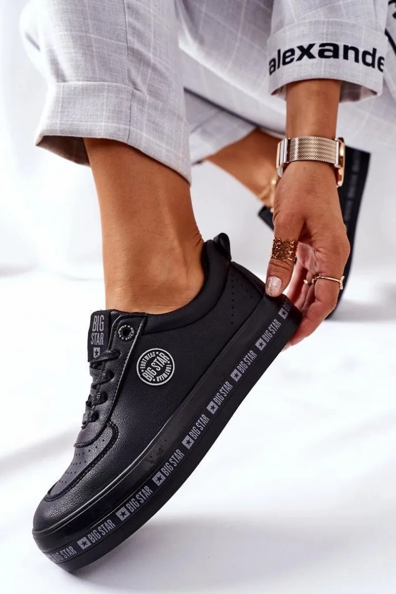 Skórzane Tenisówki Na Platformie BIG STAR II274074 Czarne