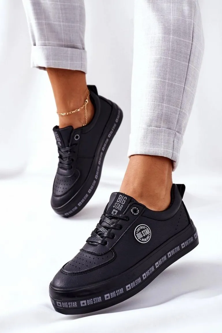 Skórzane Tenisówki Na Platformie BIG STAR II274074 Czarne