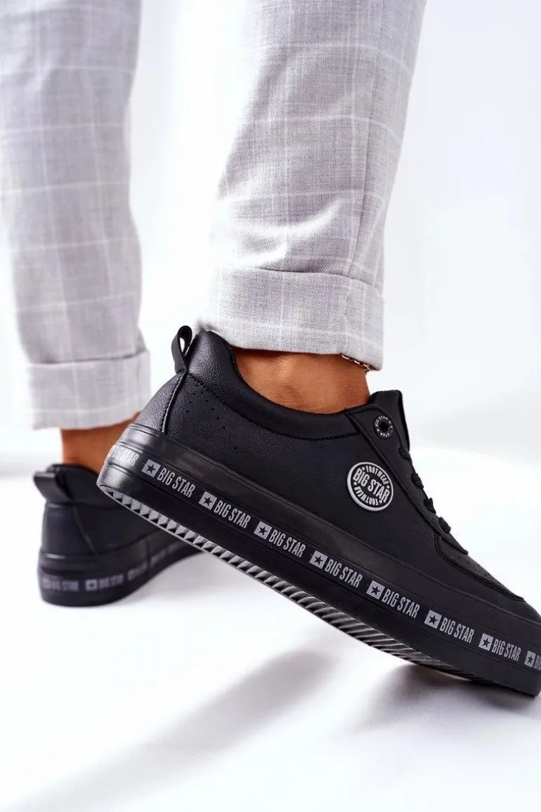 Skórzane Tenisówki Na Platformie BIG STAR II274074 Czarne