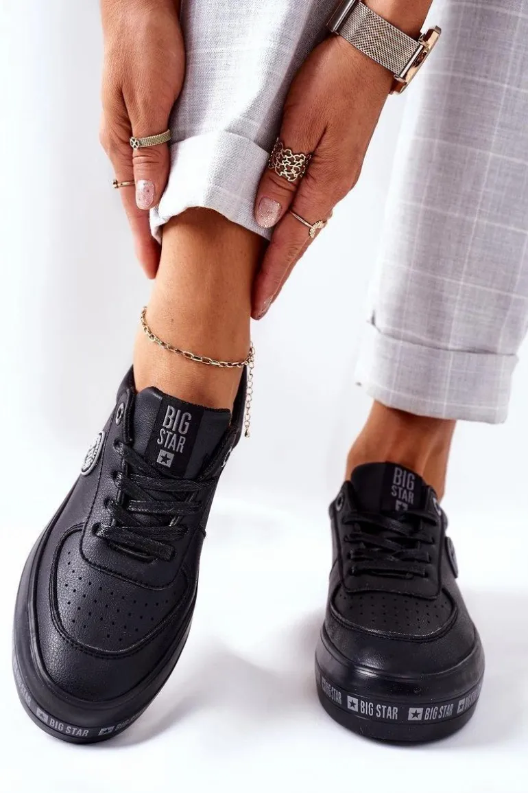 Skórzane Tenisówki Na Platformie BIG STAR II274074 Czarne