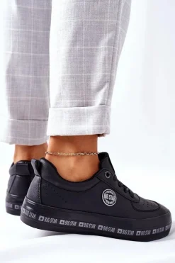 Skórzane Tenisówki Na Platformie BIG STAR II274074 Czarne