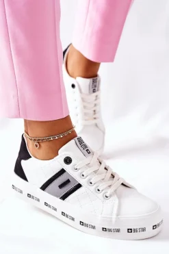 Skórzane Tenisówki Na Platformie BIG STAR II274071 Białe