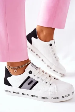 Skórzane Tenisówki Na Platformie BIG STAR II274071 Białe