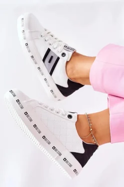 Skórzane Tenisówki Na Platformie BIG STAR II274071 Białe